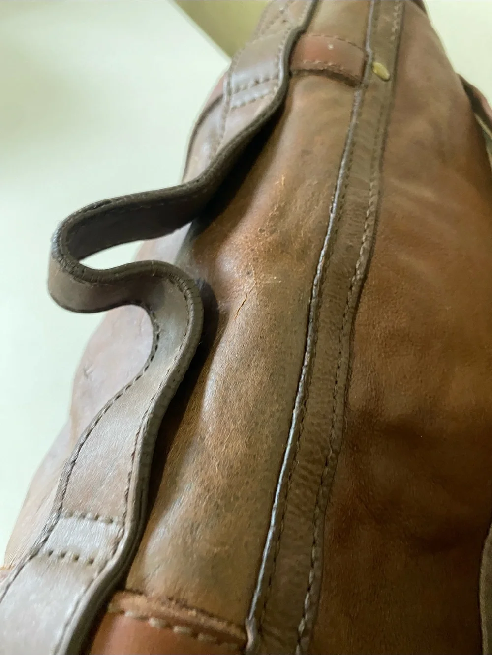 Leather Messenger Bag in Brown